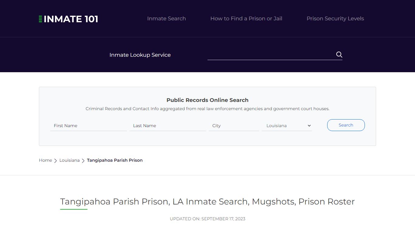 Tangipahoa Parish Prison, LA Inmate Search, Mugshots, Prison Roster ...